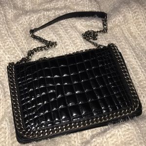 Pre-loved Zara Leather Croc and Chain City Bag.